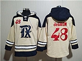 Men's Texas Rangers #48 Jacob DeGrom Cream Ageless Must-Have Lace-Up Pullover Hoodie,baseball caps,new era cap wholesale,wholesale hats